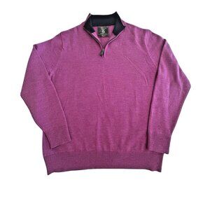 Maker and Company Pullover Half 1/4 Zip Sweater Mock Neck 100% Merino Wool Large